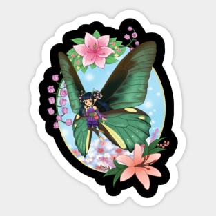 Green Butterfly Fairy Sticker